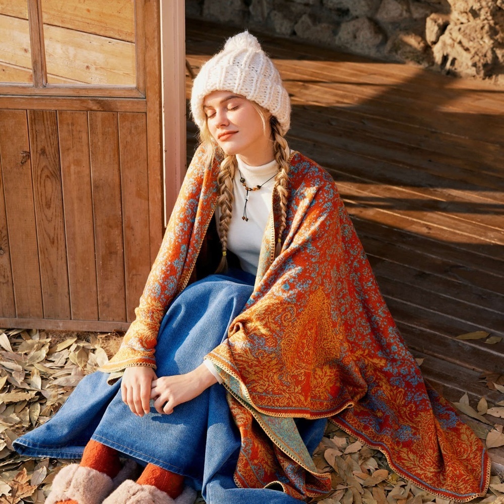 Cider ALL OVER PRINT WINTER WARM SHAWL - Picture 7 of 7